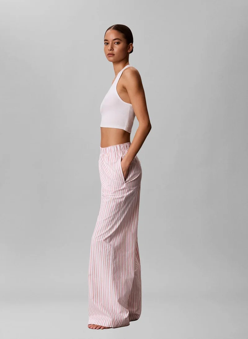 Calvin Klein AURORA STRIPE PEACH BLISS Cotton Poplin Pyjama Pants for Women | Best Price UAE