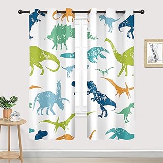 Cinbloo Boys Dinosaur Blockout Curtains 29W x 63L Inch Grommet 2 Panels Cartoon Dino for Kids Bedroom Decor - Image 1