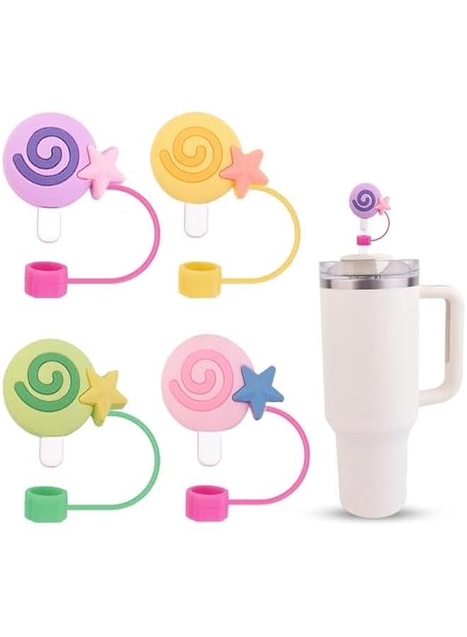 RTYY 4 Pack Lollipops Straw Covers Cap Compatible with Stanley Cup 30 40 Oz, Cute Funny Tumbler Straw Topper Gift Stanley Cup Accessories Set (Lollipops)  - Image 1