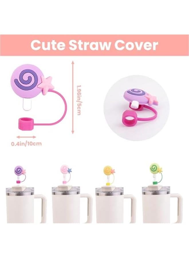 RTYY 4 Pack Lollipops Straw Covers Cap Compatible with Stanley Cup 30 40 Oz, Cute Funny Tumbler Straw Topper Gift Stanley Cup Accessories Set (Lollipops)  - Image 2