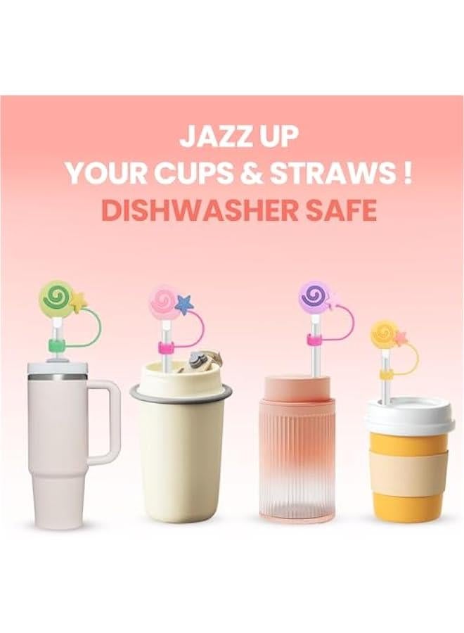 RTYY 4 Pack Lollipops Straw Covers Cap Compatible with Stanley Cup 30 40 Oz, Cute Funny Tumbler Straw Topper Gift Stanley Cup Accessories Set (Lollipops)  - Image 4