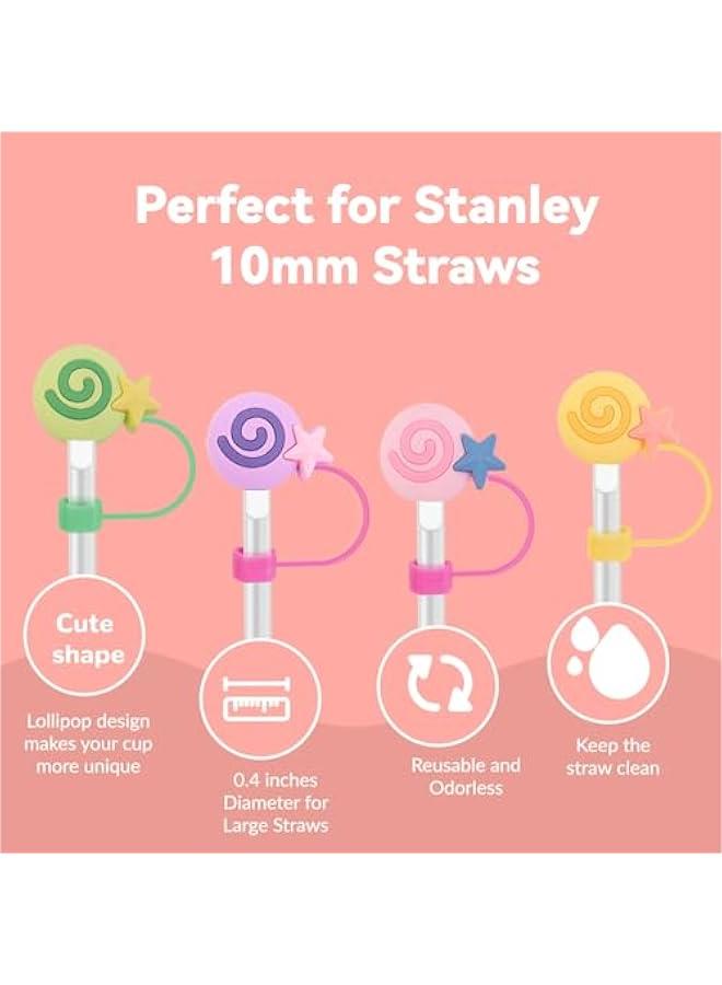 RTYY 4 Pack Lollipops Straw Covers Cap Compatible with Stanley Cup 30 40 Oz, Cute Funny Tumbler Straw Topper Gift Stanley Cup Accessories Set (Lollipops)  - Image 5