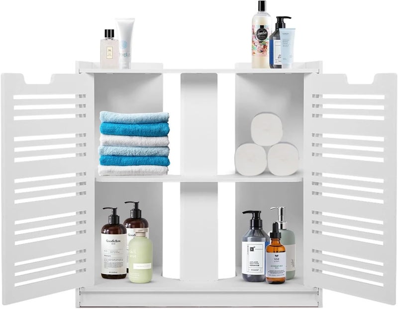 Ankila with 2 Doors and Shelf, Pedestal Sink Bathroom Vanity Cabinet, Pedestal Sink Storage Cabinet with 2 Doors Traditional Under Sink Cabinet Bathroom Space Saver Organizer with Adjustable Shelf Whi - Image 5