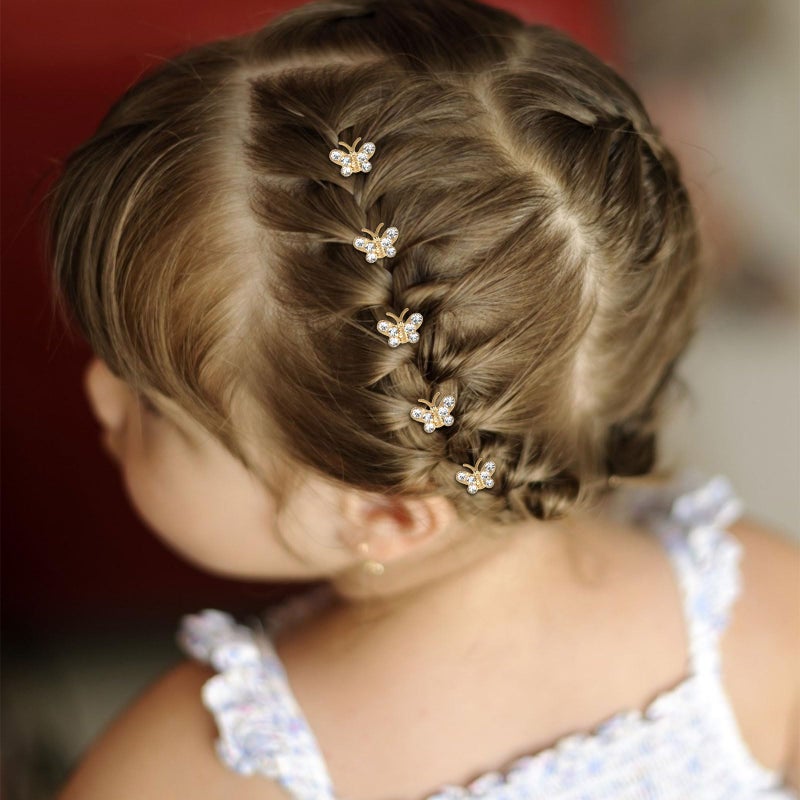 YISSION Mini Gold Crystal Butterfly Hair Clips - 20 Pcs Rhinestone Tiny Hair Barrettes for Women Girls, Decorative Small Hair Pins for Wedding Bridal Prom Party Hairstyles - Image 5