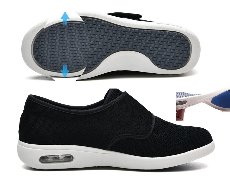 EDCYF Women's Diabetic Shoes with Adjustable Closure,Non-Slip Wide Width Lightweight Shoes for Edema Plantar Fasciitis Bunions Arthritis Swollen Feet Black - Image 5