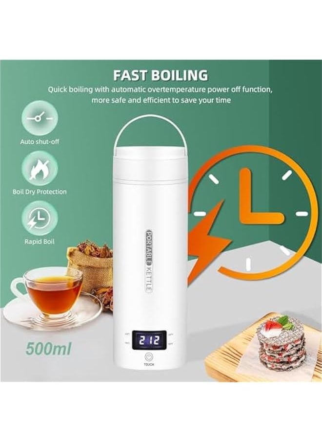 TRASSLE Portable Electric Kettle for Travel, Small Mini 500 ml Coffee Kettle Hot Water Boiler for Camping Travel,with 4 Temperature Control,304 Stainless Steel with Auto Shut-Off & Boil Dry Protection  - Image 3