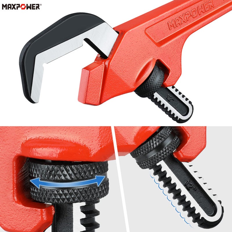 MAXPOWER Adjustable Offset Hex Wrench, 12 Inch, Red, Cast Iron - Image 5