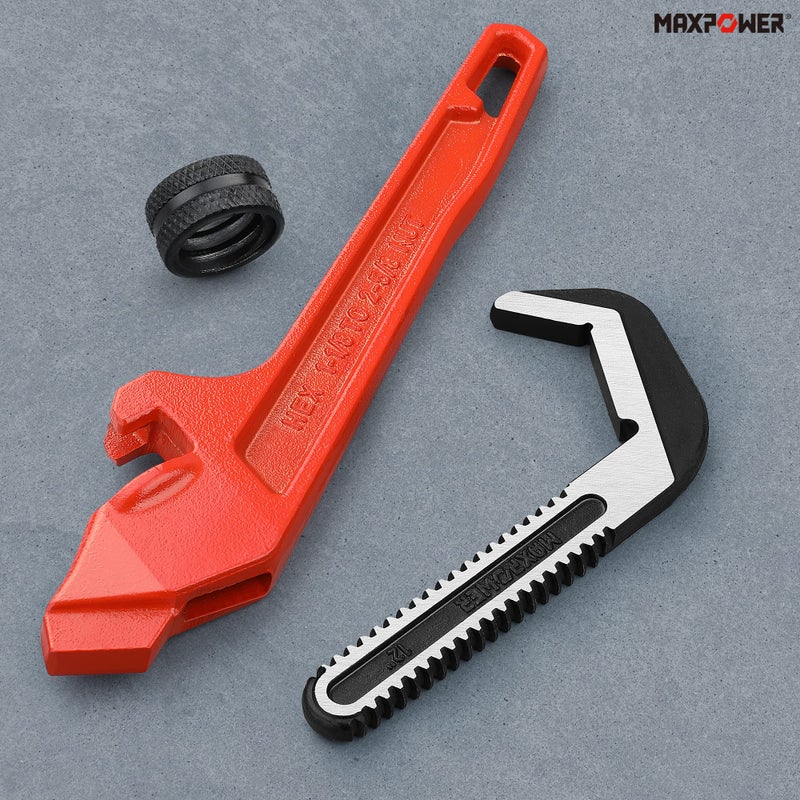 MAXPOWER Adjustable Offset Hex Wrench, 12 Inch, Red, Cast Iron - Image 4