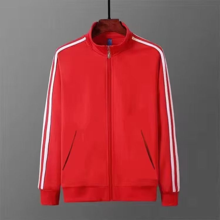 2021 Spring and Autumn New Three Bar Coat Womens Korean Thin Jacket Student Black Baseball Suit Womens Loose bf Trendy Red 