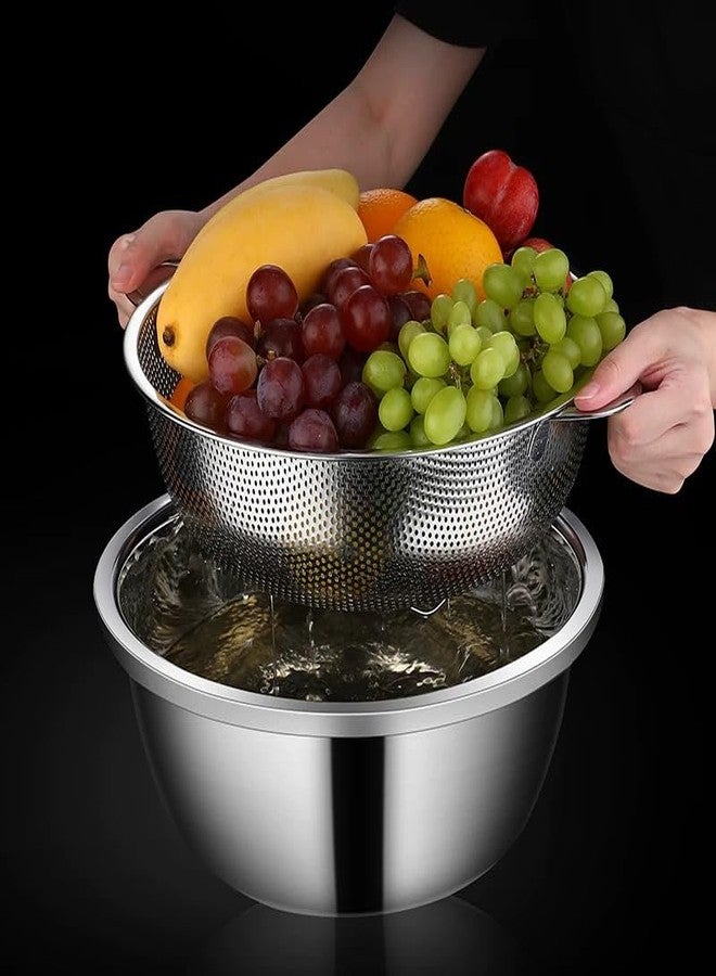13 SOEME Multipurpose Stainless Steel Rice and Fruit Washing Colander, Double Handle Mesh Strainer, Easily in The Kitchen Bowl - Pasta, Rice, Fruit, Vegetable Drainer - Image 2
