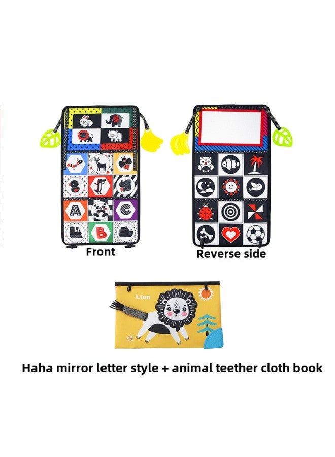 Foldable Haha Mirror Cloth Book Baby Toy Early Education Cognitive Sound Paper Book For Babies 0-2 Years Old-Color:Letter Style + 4 Pages Of Animal Teether Cloth Book (2 Bags)  - Image 1