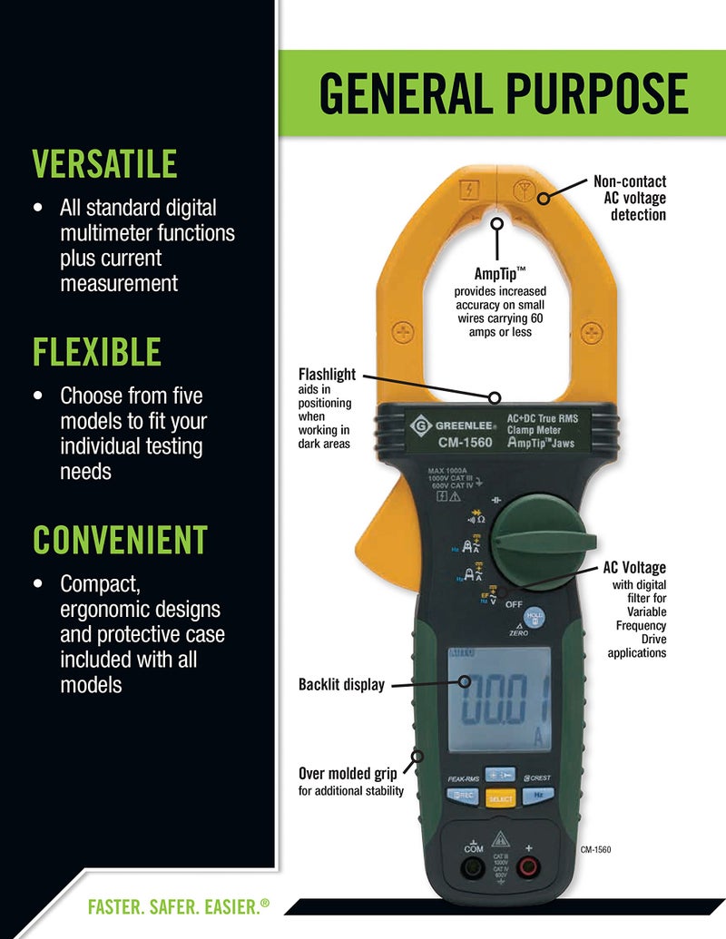Greenlee CM-660 General Purpose Clamp Meter, AC, 600-Amp - Image 3