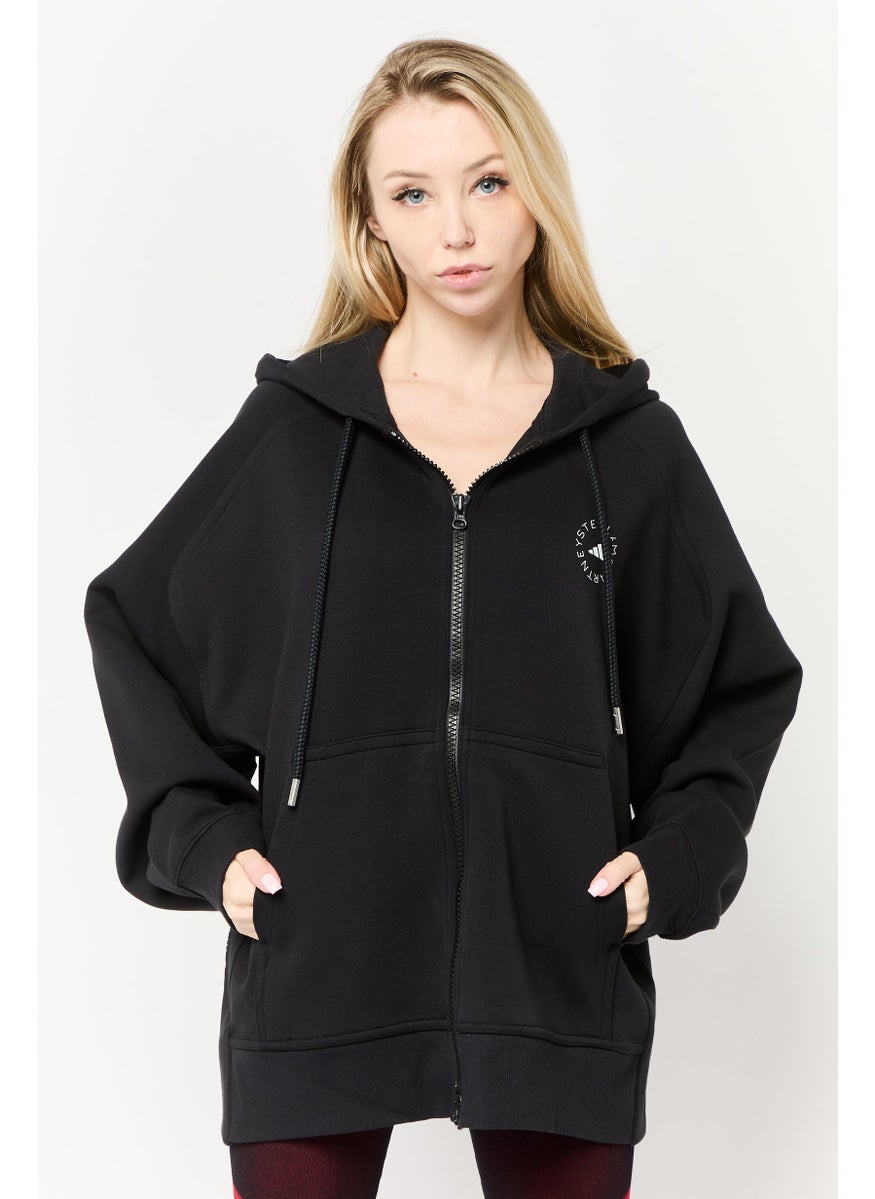 Adidas Women Sportswear Fit Long Sleeve Outdoor Full Zip Hoodie, Black  - Image 1