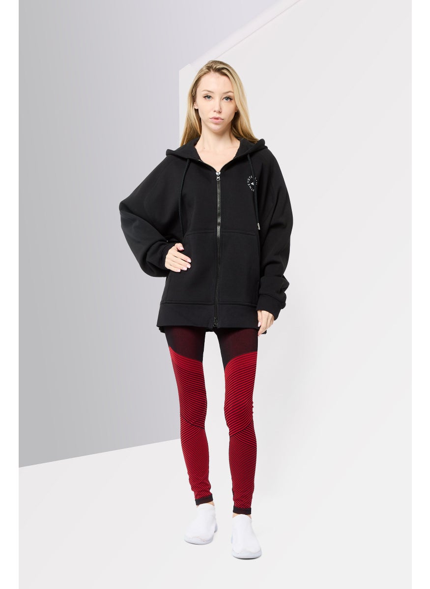 Adidas Women Sportswear Fit Long Sleeve Outdoor Full Zip Hoodie, Black  - Image 2