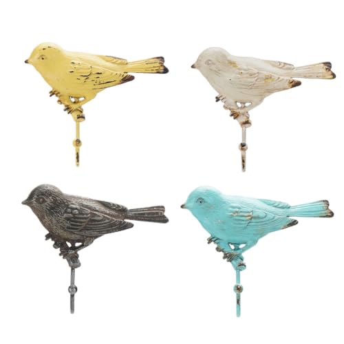 SOFFEE DESIGN Set of 4 Vintage Metal Birds Wall Coat Hooks, Heavy Duty Hangger Hooks, Farmhouse Wall Mounted Hanging Rack Hooks for Scarf, Bag, Towel, Key, Cap - Image 1