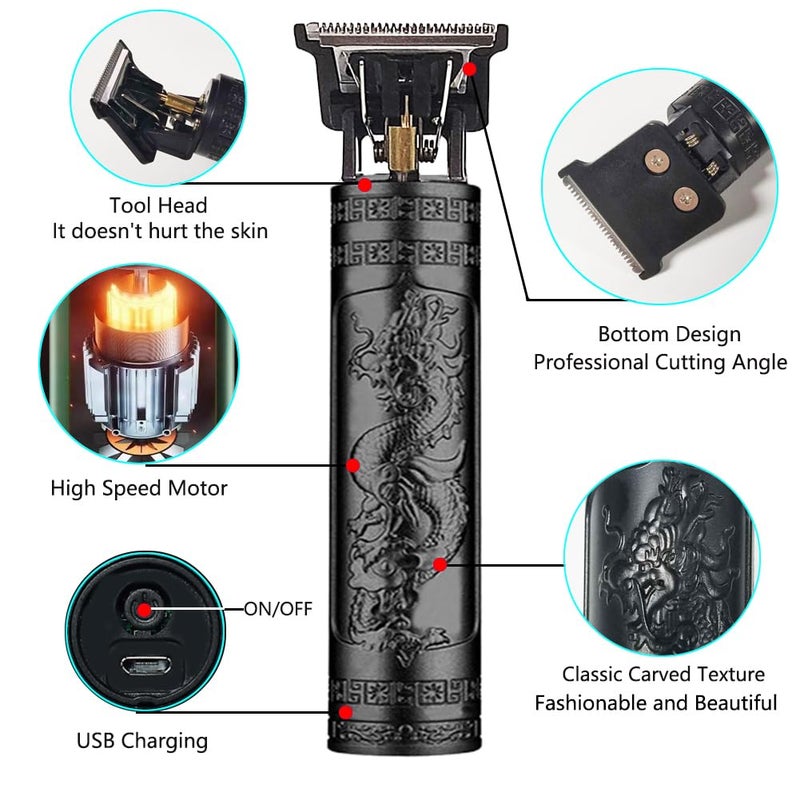 YIPINER Hair Clippers for Men, Cordless Hair Clippers, Travel Small Hair Clippers 5.7" Hair Trimmer Classical Sculpting Styling Rechargeable Hair Remover with 6 Pieces Earpick (Black) - Image 3
