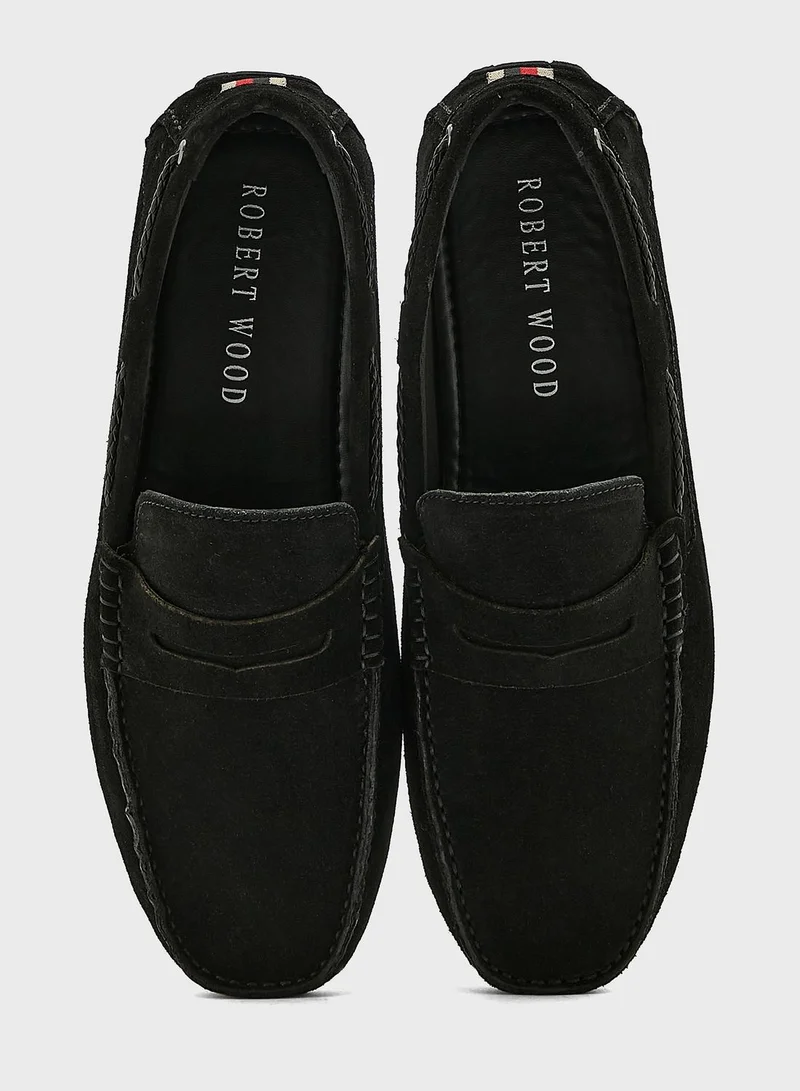 Robert Wood Genuine Leather Saddle Moccasins