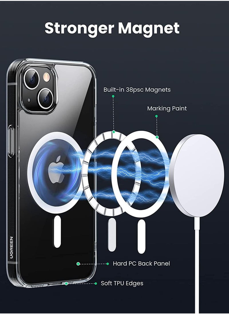 Generic - iPhone 13/iPhone 14 Magsafe Case 6.1 Inch Slim Thin Magnetic Case Yellowing-Resistant Shock Absorption Anti-Scratch and Anti-Drop Hard Back Crystal Case Cell Phone Cover Compatible with iPhone 13/iPhone 14 Case - Image 1