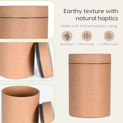 Eha Earth Friendly Canister With Air Tight Lid | Food Storage Container Jars Set Of 2 | Made With Rice Husk And Bamboo Fibers | 700Ml | Charcoal-Tortilla,Multicolor - Image 5