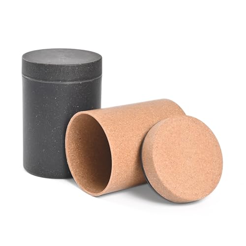 Eha Earth Friendly Canister With Air Tight Lid | Food Storage Container Jars Set Of 2 | Made With Rice Husk And Bamboo Fibers | 700Ml | Charcoal-Tortilla,Multicolor - Image 1