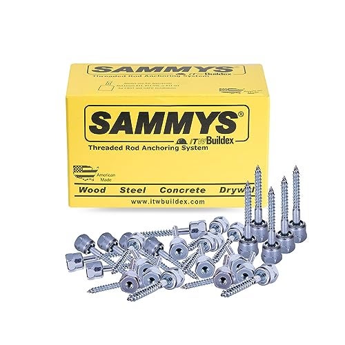 Everflow Sammys 8008957-25 Vertical Rod Anchor Super Screw with 3/8 in. Threaded Rod Fitting, 1/4 x 2'' Screw, for Wood (Pkg.=25) , Zinc - Image 1