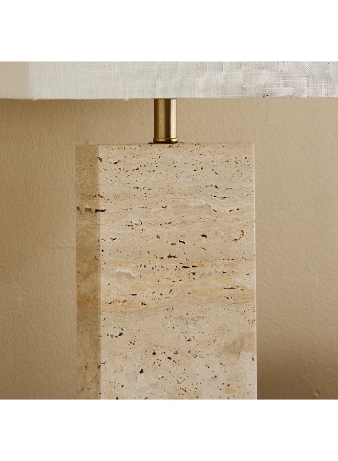 Home Box Travertine Table Lamp with Linen Shade - Image 4