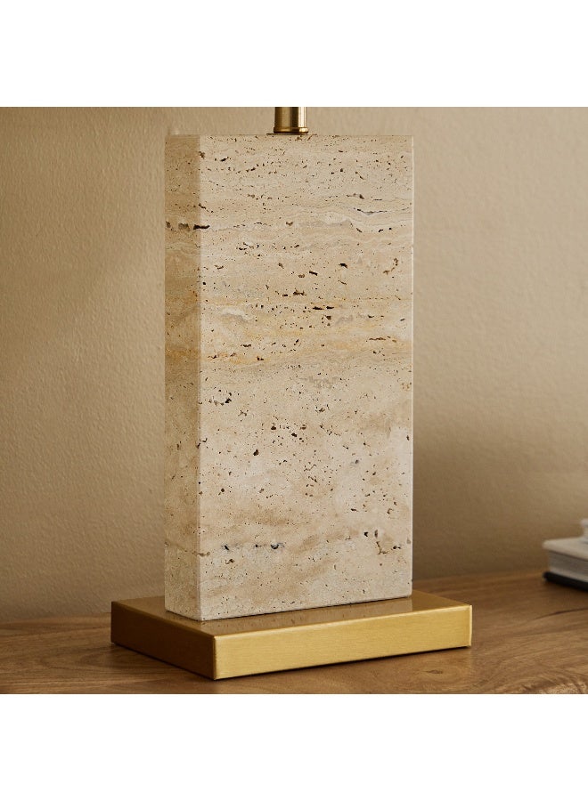 Home Box Travertine Table Lamp with Linen Shade - Image 3