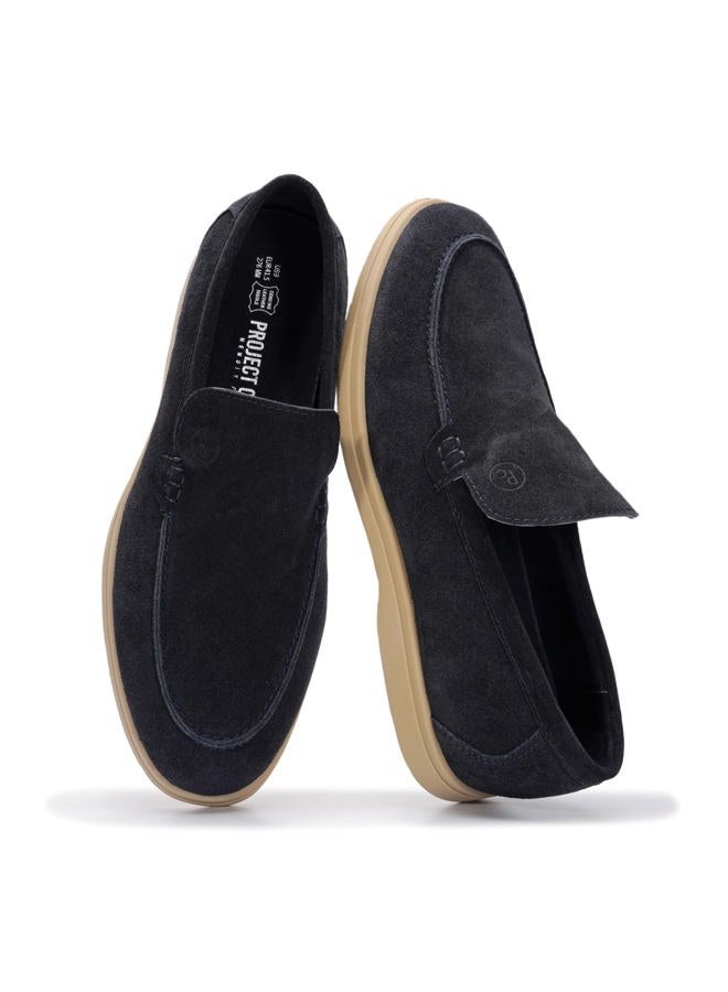 Project Cloud Mens Shoes 100% Genuine Leather with Memory Foam Insole Venetian Loafers for Men Footwear - Non Slip Moccasins Loafer Mens Casual Shoes (Mark), Navy Suede, 8 - Image 1