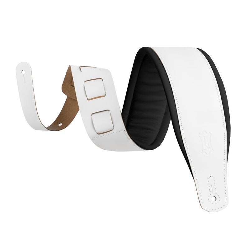 Levy's Leathers Amped Leather Series 3" Wide Top Grain Leather Guitar Straps; White and Black Panda (M26PD-WHT_BLK) - Image 1