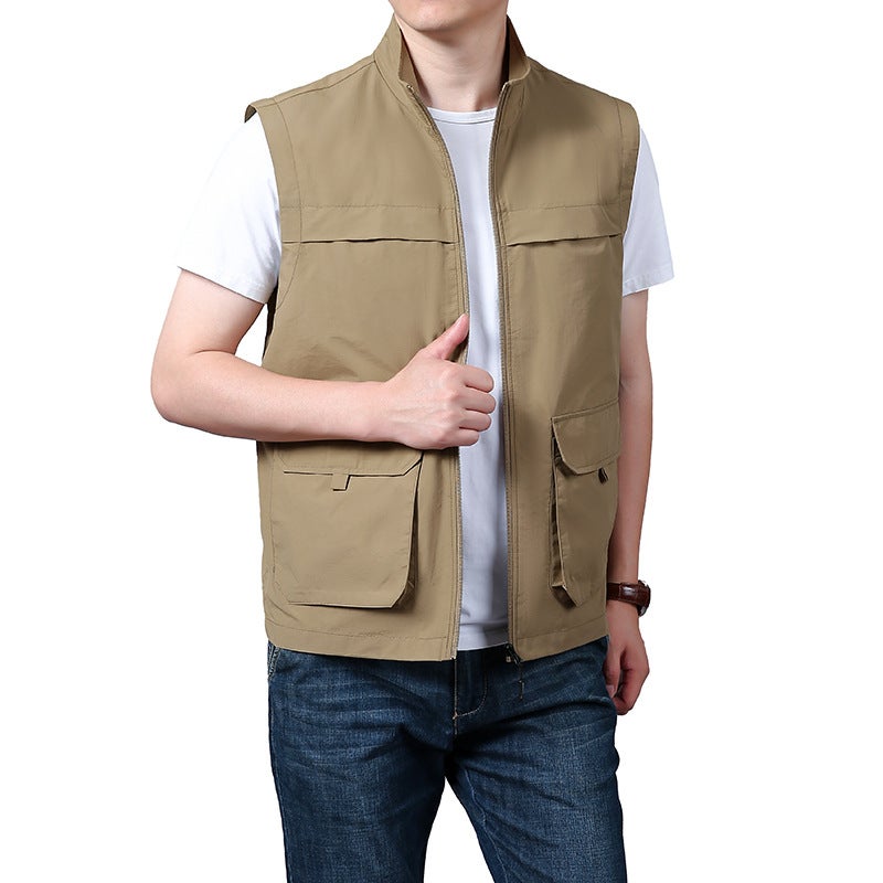Outdoor Multifunctional Workwear Vest Zipper Multi-Pocket Jacket Plus Size Sports Jacket - Image 2