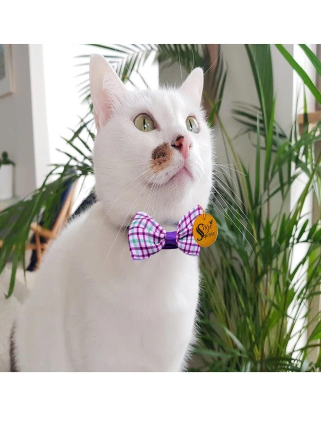 Sage Square Cat Collar, Adjustable Cat Collar with Bowtie, Printed Bow tie, Pet Collar for Cat Soft Bowtie Cat Collars for Small Medium Large Pet - Image 3