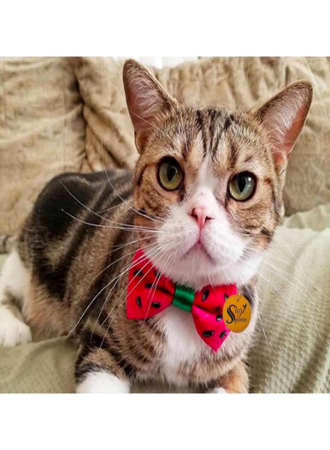 Sage Square Cat Collar, Adjustable Cat Collar with Bowtie, Printed Bow tie, Pet Collar for Cat Soft Bowtie Cat Collars for Small Medium Large Pet - Image 2