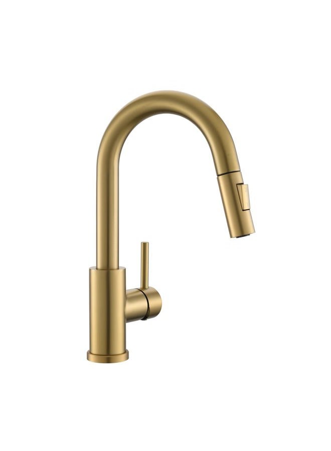Cenosa Modern Bar Sink Faucet for Kitchen Sink Single Handle with Pull Out Sprayer Hot and Cold Prep Sink Faucet Brushed Gold - Image 1