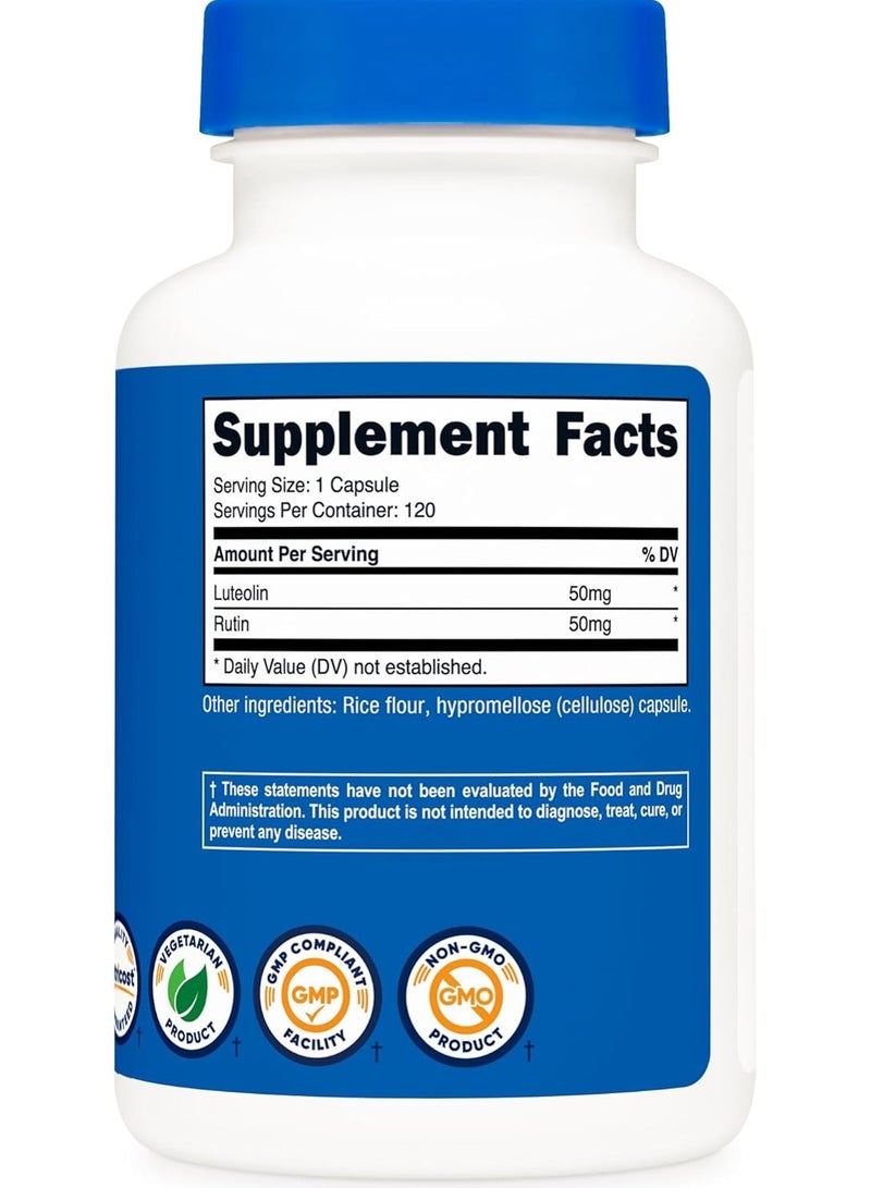 لوتولين مع مركب روتين 100 مجم (50 مجم لوتولين، 50 مجم روتين) 120 كبسولة - نباتية، غير معدلة وراثيًا، خالية من الغلوتين - Image 2