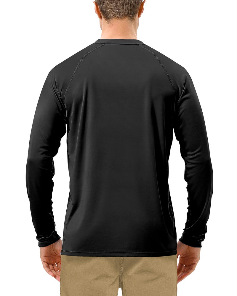 Roadbox Mens UPF 50+ UV Sun Protection Shirts Outdoor Long Sleeve SPF Diving Rash Guard for Fishing Hiking Swimming Black - Image 2