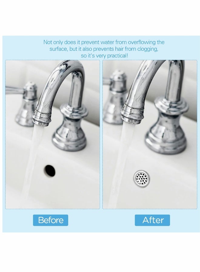 Sink Overflow Ring, KASTWAVE Kitchen Bathroom Sink Hole Round Overflow Cover Basin Trim Overflow Drain Cap Cover Insert in Hole Spares, 30mm Silver (4 Pieces Mesh-Type)  - Image 4