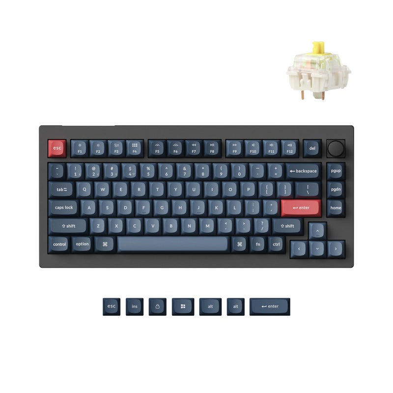 Keychron V1 Max 75% RGB Custom Mechanical Keyboard, 2.4Ghz/Bluetooth 5.1/Wired QMK/VIA Programmable Macro, Hot-Swappable Gateron Jupiter Banana Switch Gasket Mount for Mac Windows - Image 1