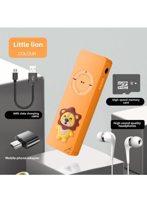 External Mp3 Student Walkman Simple Long Cartoon Sports Card Player With Card Full Set Wholesale-Body Color:Little Lion-Memory Capacity:32GB (Host + Ear + Memory Card + OTG + Lanyard)