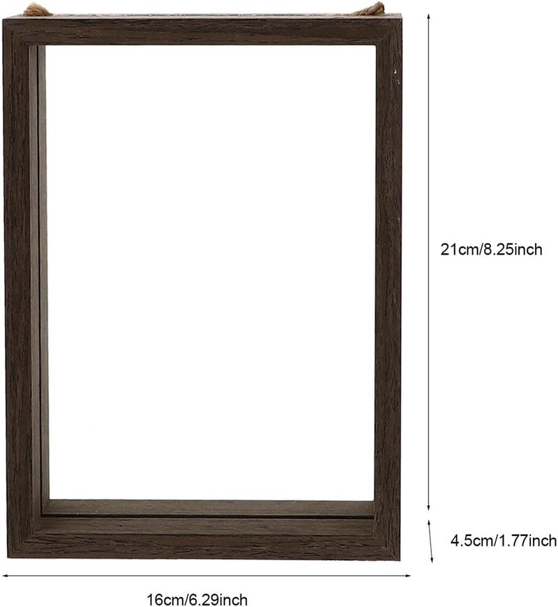 Veemoon Wooden Double-sided Glass Picture Frame 8 Inch Photo Holder Tabletop Display for Home Office Dried Flower Showcase - Image 2