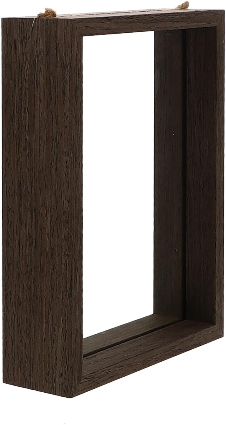 Veemoon Wooden Double-sided Glass Picture Frame 8 Inch Photo Holder Tabletop Display for Home Office Dried Flower Showcase - Image 1