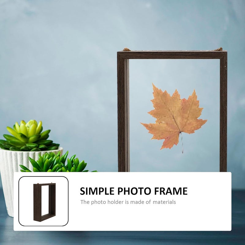 Veemoon Wooden Double-sided Glass Picture Frame 8 Inch Photo Holder Tabletop Display for Home Office Dried Flower Showcase - Image 3