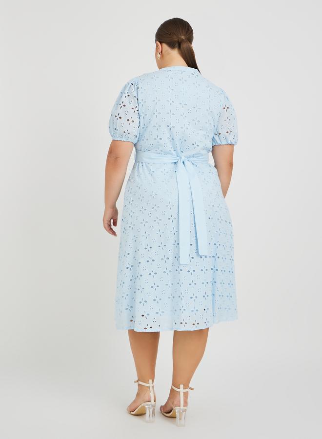 Styli Plus Size Broderie Anglaise Shirt Midi Dress - Image 5