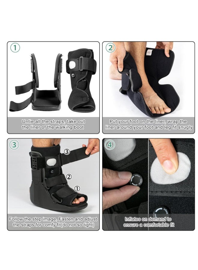 Health Mart Air Traveler Pneumatic Walker Boot Adjustable Air Compression Orthopedic Walking Support Brace Small Black - Image 4