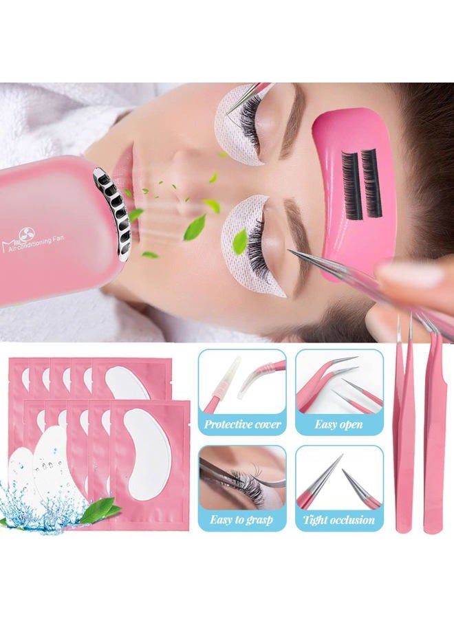 QUKLOGEN Lash Extension Kit Professional USB Eyelash Fan Individual 0.07D Curl Mix 8-15mm Extra Strong Glue Lash Glue Remover Eye Patch Silicone Pad Tapes,Perfect Tool for Beginner - Image 4