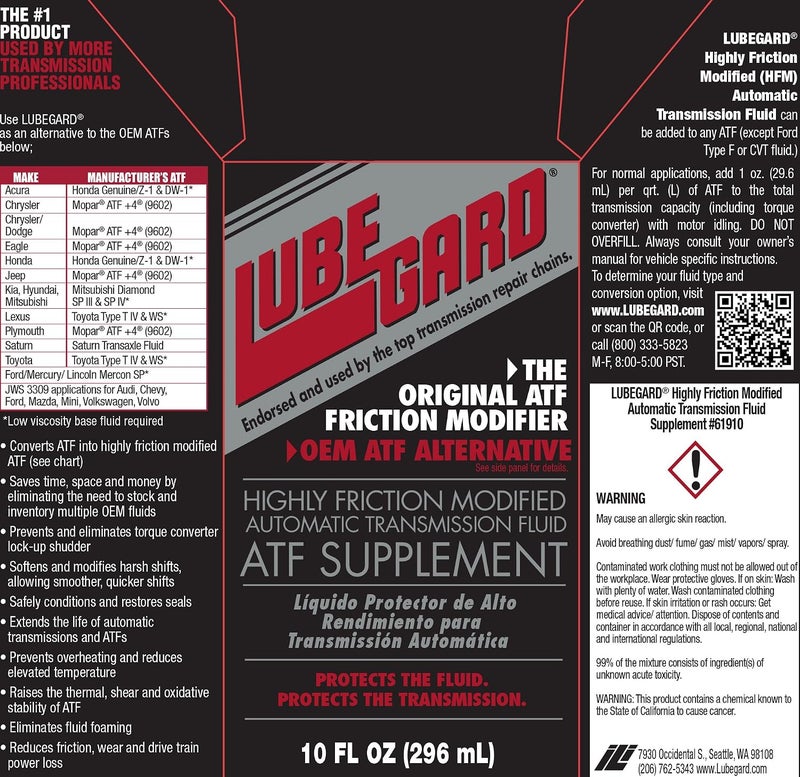 61910 Highly Friction Modified ATF Supplement, 10 oz.