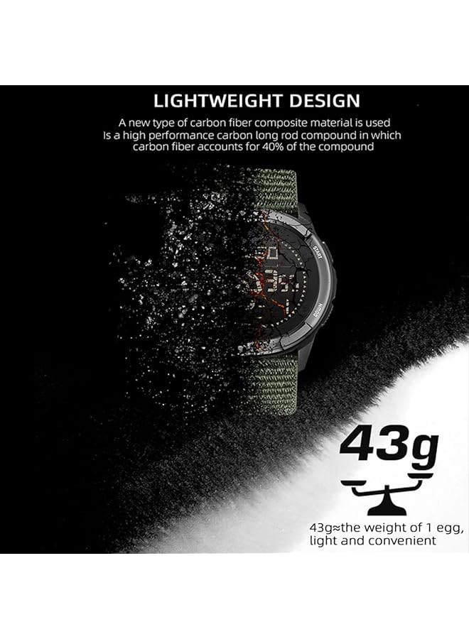 Excefore Tactical Watches For Men Military Sport Watches With Carbon Fiber Case Lightweight Waterproof Watch For Women And Men Digital Fitness Watches With Compass Step Counter Metronome 5Atm Black - Image 4