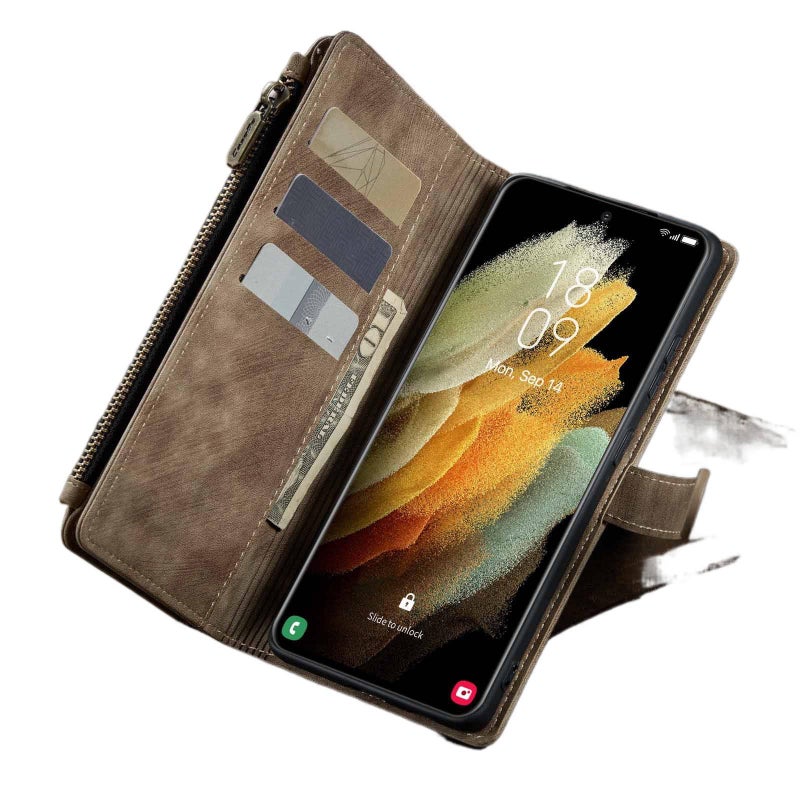 غطاء واقي | حماية من السقوط | أحمر TPU | حامل بطاقات | مقاوم للصدمات لـ Samsung Galaxy S21 Ultra - Image 3