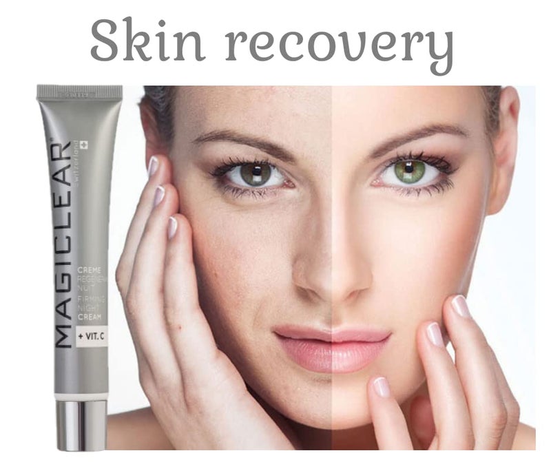 MAGICLEAR كريم ليلي فاخرة للعناية بالبشرة مضاد للشيخوخة مرطب يومي للوجه مع مادكاسوسيد، فيتامين C، E، للبقع الداكنة مع نياسيناميد علامة سويسرية 1.76 - Image 1