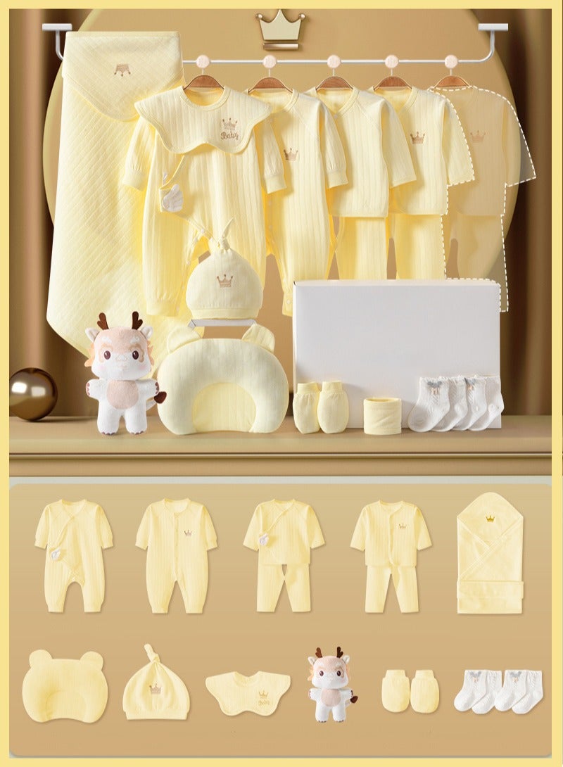 Bukela 18PCS Newborn Baby Gift Set, Newborn Layette Gift Set for Boys and Girls, Babies Essential Clothes Accessories with Baby Blanket, 100% Premium Cotton, for Spring Summer Autumn Winter Four Seasons(Yellow) - Image 1