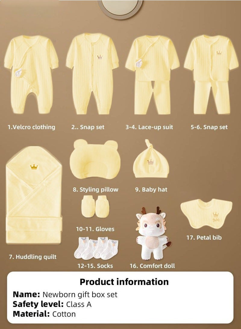 Bukela 18PCS Newborn Baby Gift Set, Newborn Layette Gift Set for Boys and Girls, Babies Essential Clothes Accessories with Baby Blanket, 100% Premium Cotton, for Spring Summer Autumn Winter Four Seasons(Yellow) - Image 2